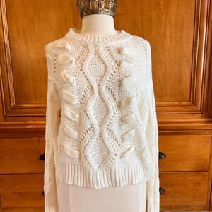 Francesca's Alya Ivory Knit Sweater Size Medium NWT